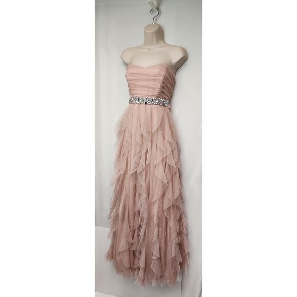 Nights By Teeze Me Glittery Pink Sleeveless Strapless Gown Size 5 - Picture 3 of 6